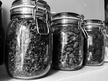 Close-up of drink in jar