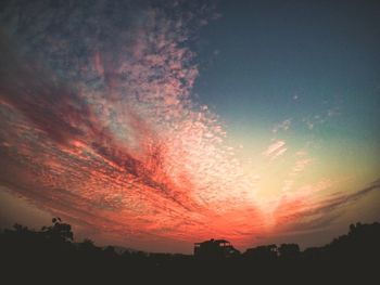 Silhouette trees against sky at sunset