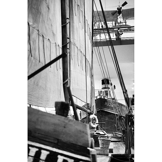 transportation, mode of transport, nautical vessel, boat, moored, transfer print, built structure, architecture, clear sky, harbor, building exterior, auto post production filter, mast, day, ship, no people, outdoors, crane - construction machinery, railing, construction site