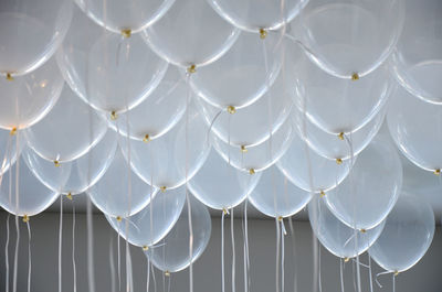 Low angle view of balloons hanging from ceiling