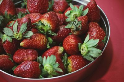 Close-up of strawberries in bowl