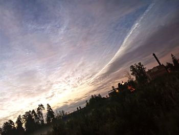 Silhouette trees and buildings against sky during sunset