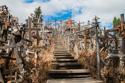 Abandoned bridge against sky