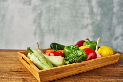 Fruits and vegetables on cutting board