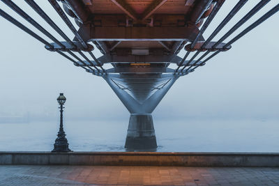 London's millennium bridge on a foggy morning