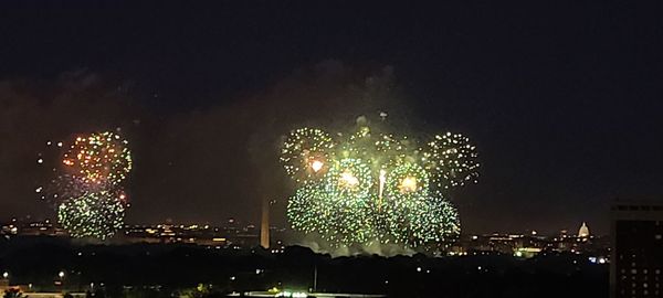 Firework display at night