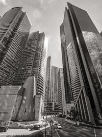 Low angle view of modern buildings in city