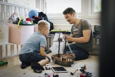 Father and daughter at home