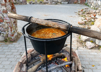 High angle view of food