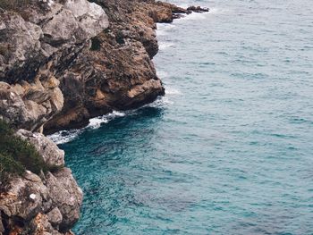 Rock formation in sea
