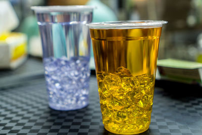 Close-up of drink in glass on table