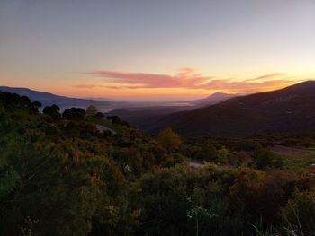 Scenic view of landscape against sky during sunset