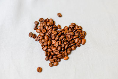 High angle view of coffee beans on table