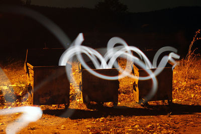 Light painting against blurred background