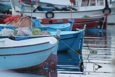 Boat moored in sea