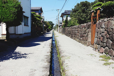 Footpath amidst buildings in city