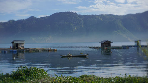 Scenic view of lake against sky