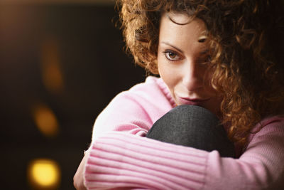 Portrait of woman with pink hair