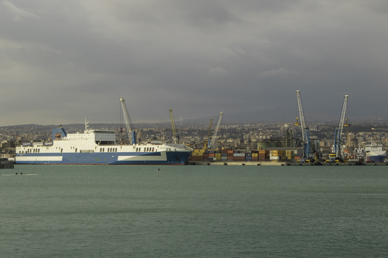 COMMERCIAL DOCK AGAINST SKY