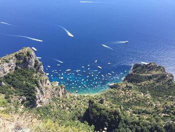 Scenic view of sea against blue sky