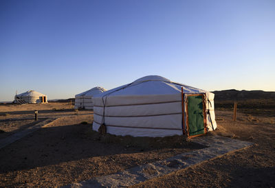 Scenic view of field against clear sky