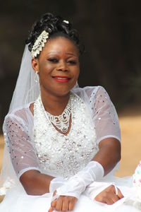 Portrait of smiling bride