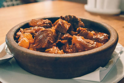 Close-up of meal served in plate