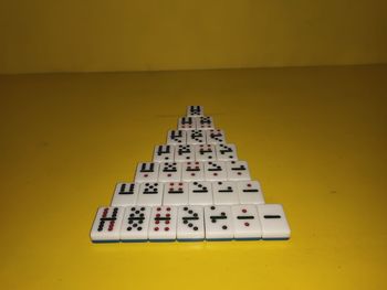 High angle view of chess on table