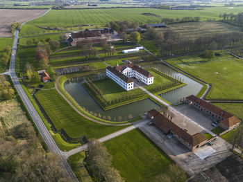 Aerial view of clausholm castle south of randers, denmark