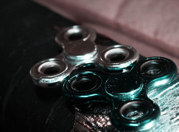 Close-up of glasses on table