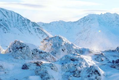 Scenic view of mountains against sky