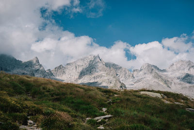 Scenic view of mountains against sky