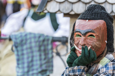 Carnival in carnia. sauris, masks of the religious and pagan tradition. italy
