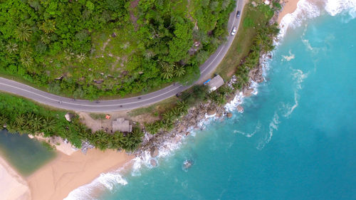 High angle view of swimming pool on beach