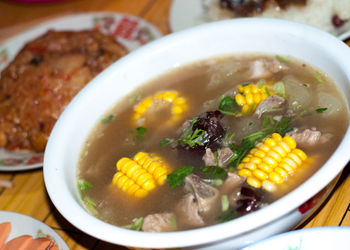 Close-up of soup in bowl