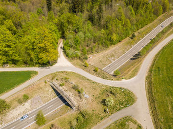 High angle view of road passing through landscape