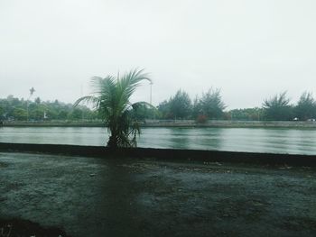 Scenic view of lake against clear sky