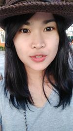 Close-up portrait of beautiful young woman