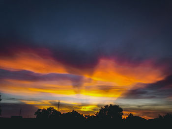 Low angle view of dramatic sky during sunset