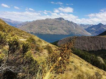 Scenic view of mountains against sky