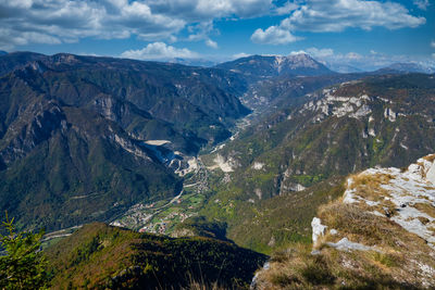 Panoramic view of the valley valdastico in the north italy from of the military fort campolongo.