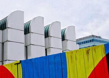 Low angle view of metallic structure against sky