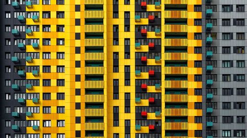 Full frame shot of multi colored apartment building