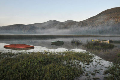 Scenic view of lake against sky