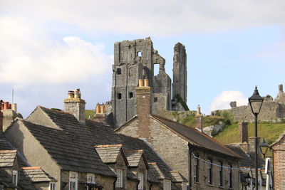 Low angle view of old castle against sky