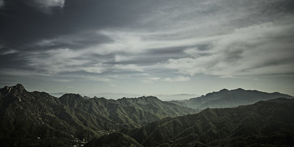 Scenic view of mountains against sky