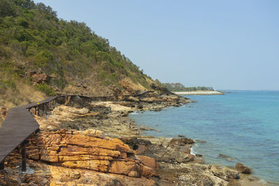 Scenic view of sea against clear sky