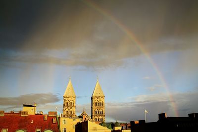 Rainbow over town