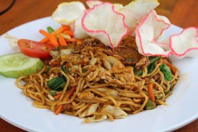 High angle view of meal served in plate