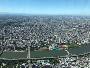 High angle view of crowded city street